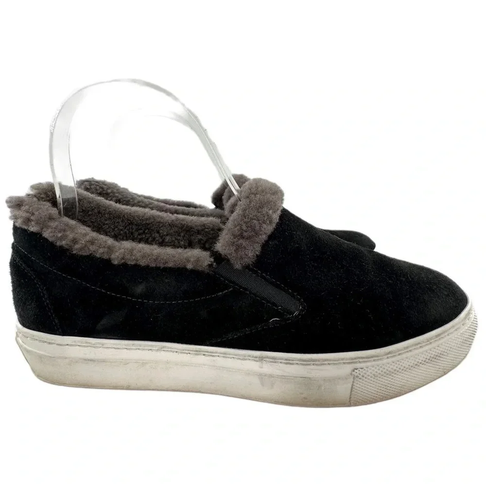 M Gemí womens flats size 37.5 black Italian suede cozy fashion sneakers